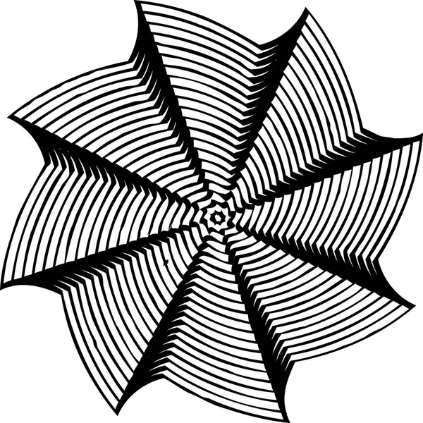 Abstraktní zvrácený černobílý tvar pozadí. Optická iluze zkresleného povrchu. Kroucené pruhy. — Stockový vektor