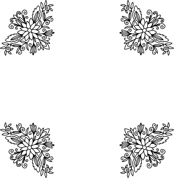 Doodle Blumenrahmen zum Dekorieren von Postern, Bannern, Grußkarten, Covern, Drucken, Aufklebern, Textilien für Bekleidung. abstraktes Ornament. — Stockvektor