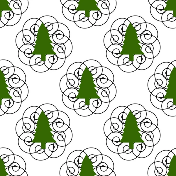 Bezešvé Dekorativní Vzory Zelenými Jedlemi Abstraktní Ornamentní Pozadí Pro Textil — Stockový vektor