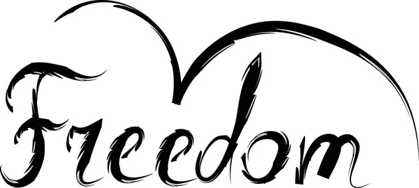 Ord frihet och flygande fågel. Typografi affisch. Handskrivet citat med fågel siluett. — Stock vektor