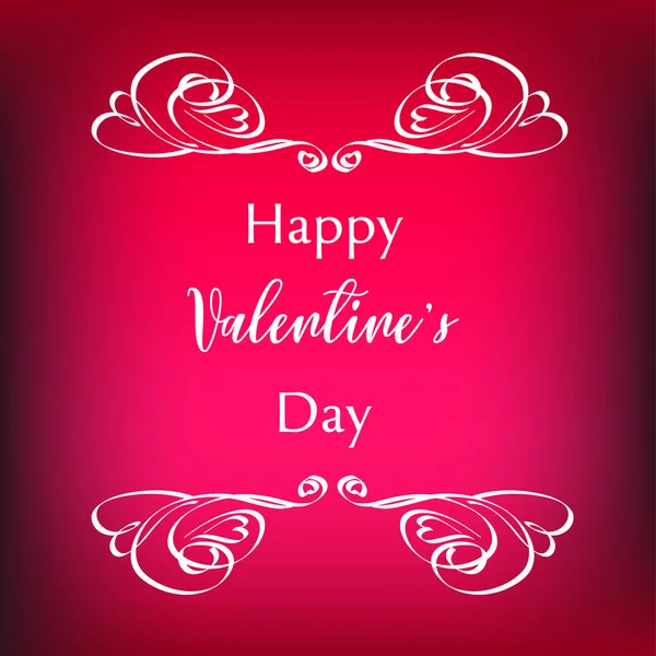Gelukkige Valentijnsdag wenskaart met decoratieve vignet op kleurrijke gradiënt achtergrond. — Stockvector