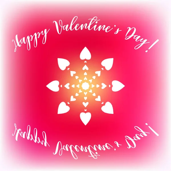 Happy Valentine's day greeting card with decorative vignette on colorful gradient background. — 스톡 벡터