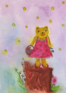 Funny cartoon bear. Element for design. Animal drawing.