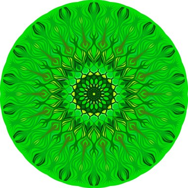 Soyut yeşil mandala şekli. Tasarım için Spirograph dekoratif ögesi.