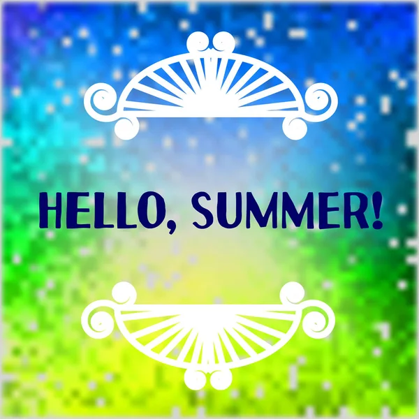 Soyut parlak mavi arka plan kelimelerle Merhaba, Summer! — Stok Vektör