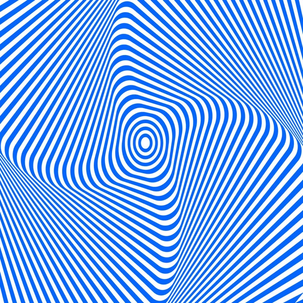 Résumé fond bleu et blanc tordu. Illusion optique de surface déformée. Rayures tordues. Tunnel 3D stylisé. Illustration vectorielle . — Image vectorielle
