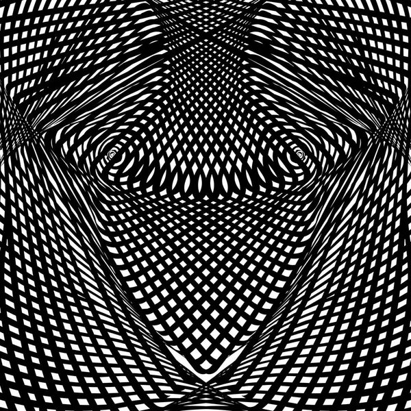 Abstrato retorcido fundo preto e branco. Ilusão óptica de superfície distorcida. Riscas torcidas. Túnel 3d estilizado . —  Vetores de Stock