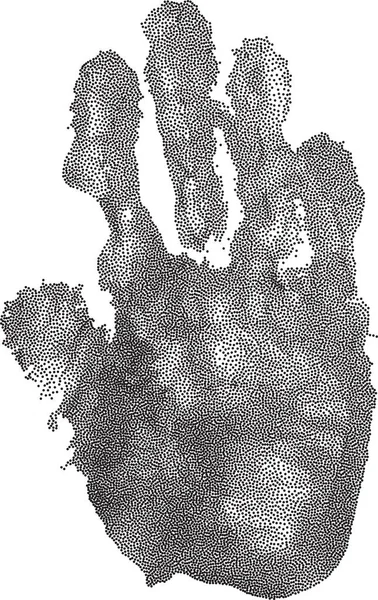 Stilisierte Darstellung der menschlichen Hand im Dotwork-Stil. — Stockvektor