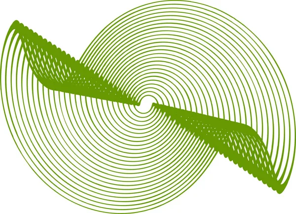 Abstrakt twisted grön abstrakt form. Optisk illusion av förvrängd yta. — Stock vektor