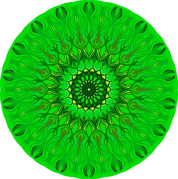 Forma abstracta mandala verde. Espirógrafo elemento decorativo para el diseño . — Vector de stock