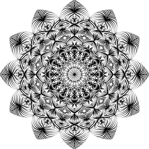 Met de hand getekend mandala-element. Doodle ornament in cirkel op witte achtergrond. — Stockvector