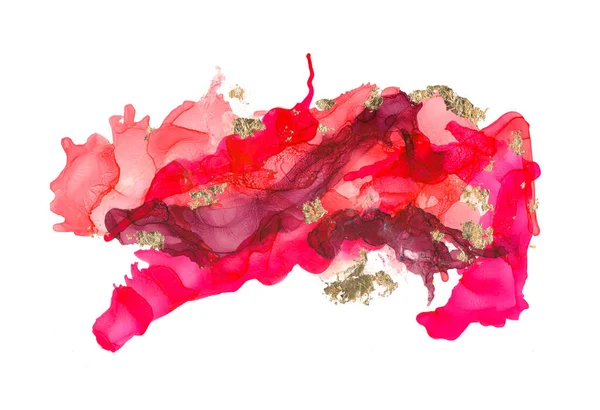 El boyaması arka plan. Alkol mürekkebi, altın folyo parçacıklarıyla dolu yaratıcı mermer yüzey. Soyut leke ya da sıçrama. Serbest akan boyalar afiş, poster, albüm tasarımı için parlak dokular.