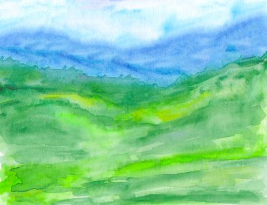 El boyası suluboya peyzaj dokusu. Renkli kaplama. Poster, afiş, kartlar, hatıra defteri için soyut, yaratıcı bir arka plan. Dekoratif yüzey.