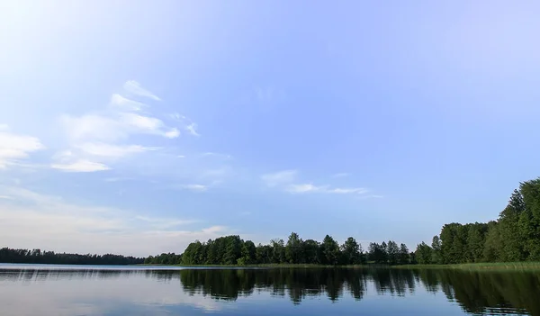 Vista Panorâmica Para Paisagem Com Lago Letónia Latgale Europa Oriental — Fotografia de Stock