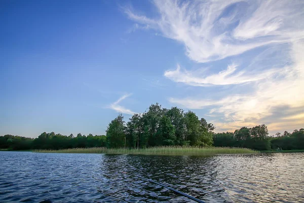 Vista Panorâmica Para Paisagem Com Lago Letónia Latgale Europa Oriental — Fotografia de Stock