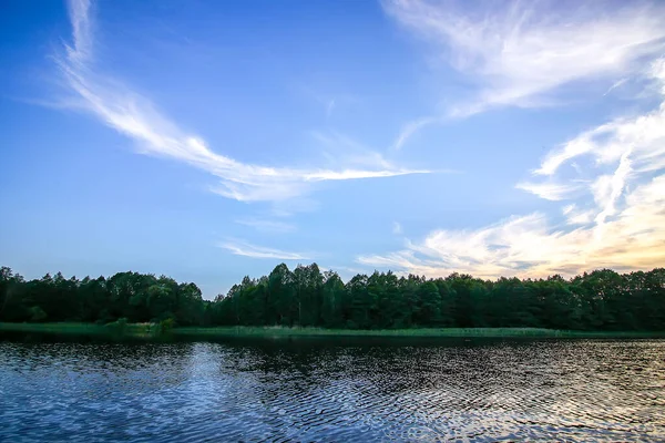 Vista Panorâmica Para Paisagem Com Lago Letónia Latgale Europa Oriental — Fotografia de Stock