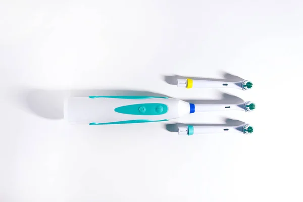 Electric Toothbrushes Set White Background — Stock Photo, Image