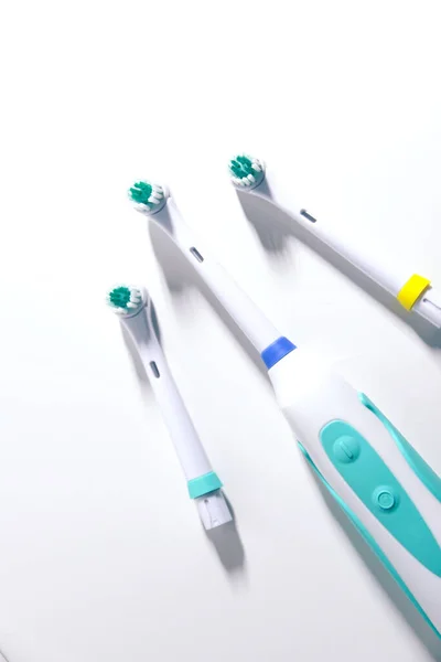 Electric Toothbrushes Set White Background — Stock Photo, Image