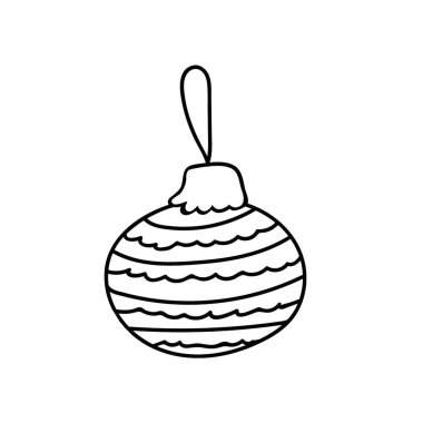 Noel balosu asmak. Boyama kitabı öğesi. Vektör illüstrasyonu.