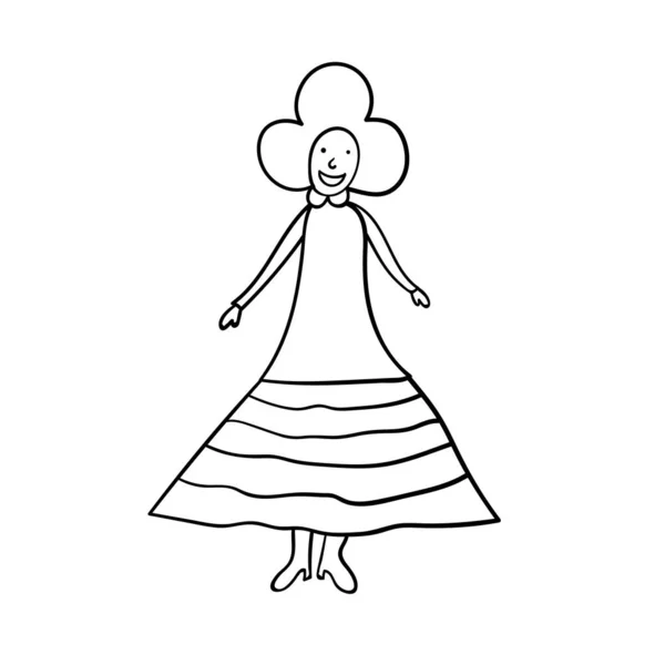 Vector Doodle Girl Dress — Vettoriale Stock