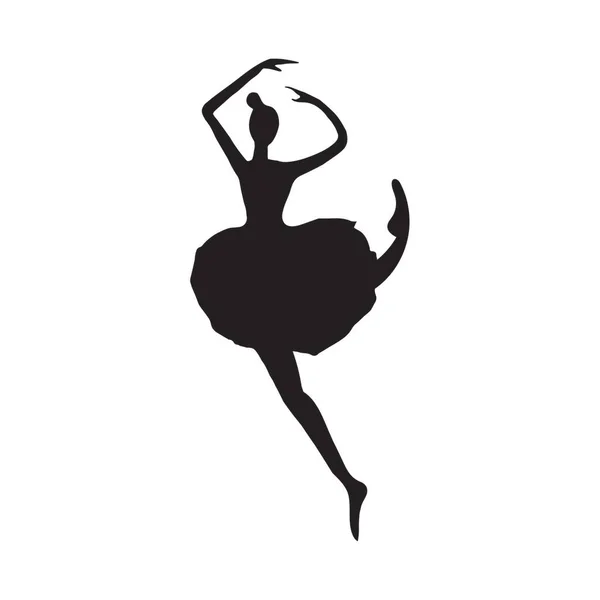 Ballerina Schwarze Silhouette Auf Weißem Hintergrund Ballett Mädchen Tänzerische Illustration — Stockvektor