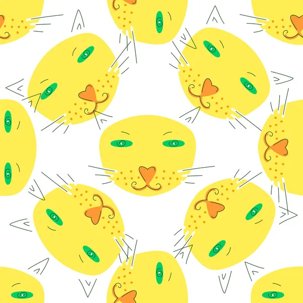 Απρόσκοπτη Μοτίβο Των Αστείων Γάτες Στυλ Κινουμένων Σχεδίων Γλυκά Ζώα — Διανυσματικό Αρχείο