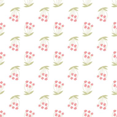 Çiçek ve bitkisel elementlerle kusursuz desen. Duvar kağıdı, tekstil, kırtasiye, hatıra defteri, web, ambalaj kağıdı için dekoratif doku. Bitkisel geçmiş.