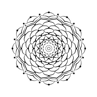 Mandala yuvarlak deseni. Etnik stil dekoratif el çizimi dantelli soyut element. El çizimi arka plan. Meditasyon için kutsal geometri sembolü, sanat terapisi kitap sayfası elementi.