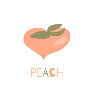 Komik şeftalili meyve resimli şirin el çizimi kart..