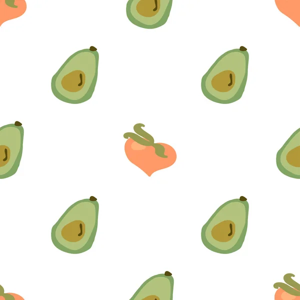 Textura Perfecta Diseño Decorativo Fondo Con Aguacate Frutas Verano Melocotón — Vector de stock