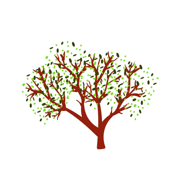 Baum Mit Grünen Blättern Silhouette Auf Weißem Hintergrund Vektorillustration — Stockvektor