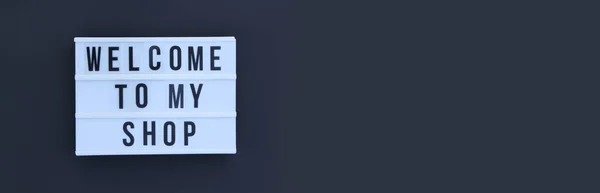 Willkommen Meinem Geschäft Worte Auf Weißem Display — Stockfoto