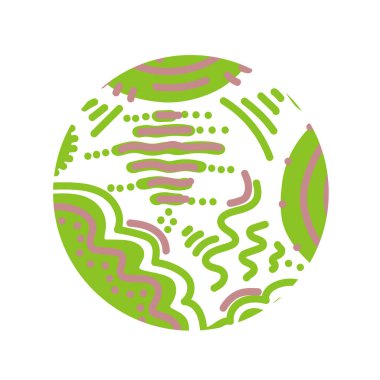 Soyut çizgilerin ve karalamaların yuvarlak süslemeli deseni