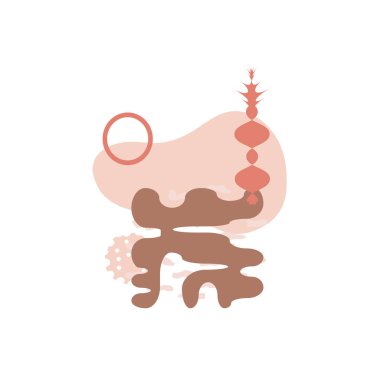 Soyut elementlerin modern renkli posteri. Önceden hazırlanmış kart. Baskı, duvar sanatı, web, kırtasiye, sosyal medya paylaşımları, afişler ve diğer grafik ürünleri için minimalist stil tasarımı.