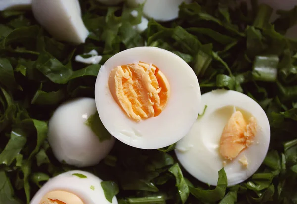 サラダ付きの新鮮な卵 — ストック写真