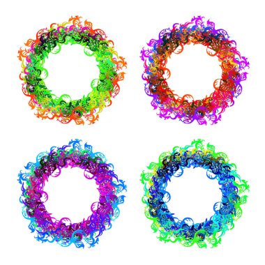 Çiçeksel çerçeveler ya da etnik tarzda sınırlar. Dekoratif yuvarlak tasarım elemanı. Çemberde bitkisel süs.