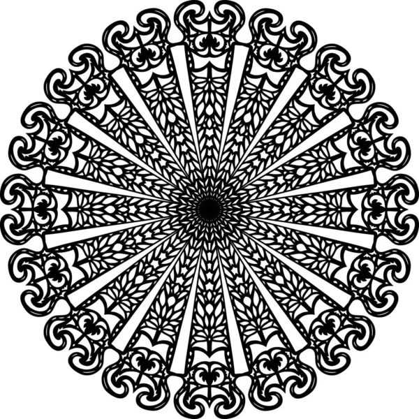 Ornamen Kartu Putih Hitam Dengan Mandala Elemen Lingkaran Geometris Dibuat - Stok Vektor