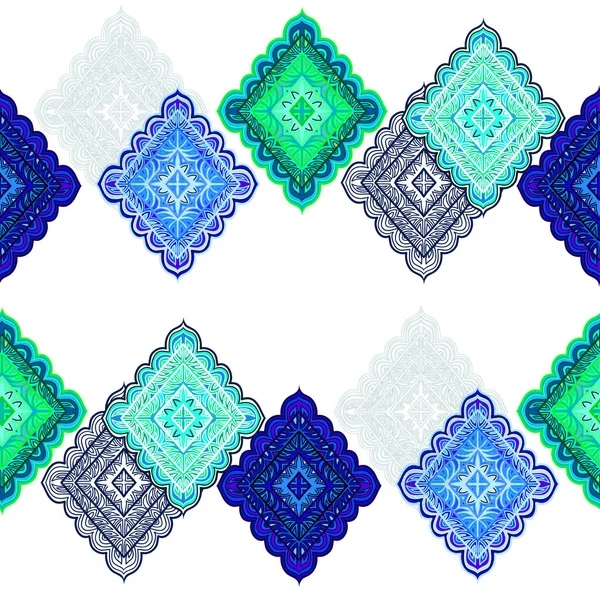 Бесшовный Шаблон Декоративный Синий Орнамент Фона Элемент Векторного Дизайна — стоковый вектор