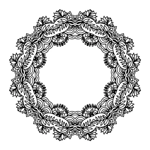 Modèle Rond Avec Des Ornements Abstraits Doodle Cadre Abstrait Bordure — Image vectorielle