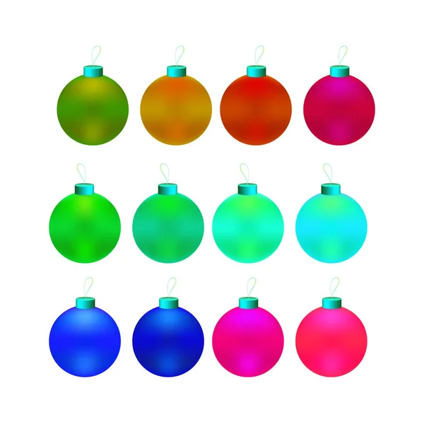 Christmas Balls Set White Background — Stock Vector