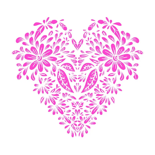 Coeur Stylisé Avec Des Éléments Floraux Illustration Vectorielle — Image vectorielle