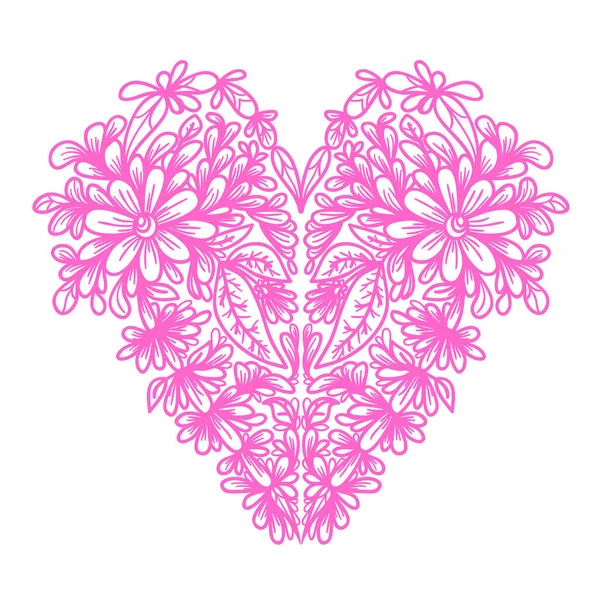 Coeur Avec Éléments Floraux Élément Design Vectoriel Bonne Carte Voeux — Image vectorielle