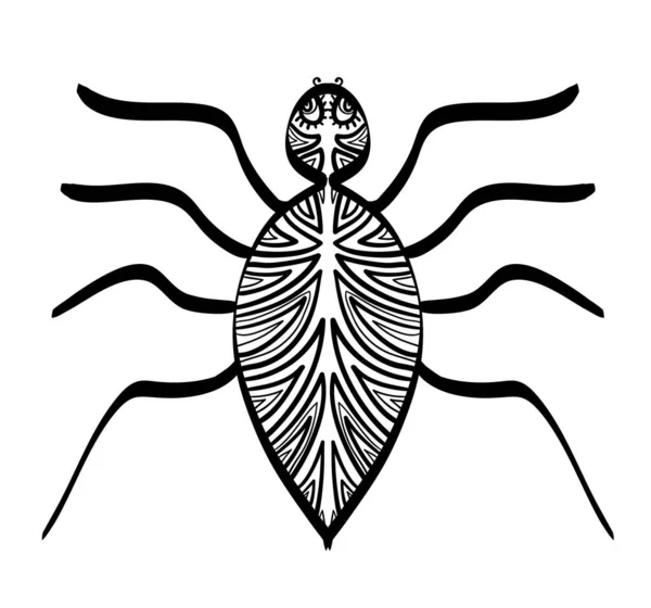 Ilustración Araña Estilizada Insectos Con Adornos Étnicos — Vector de stock