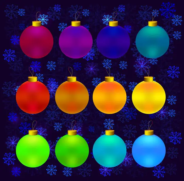 Ensemble Boules Réalistes Colorées Lumineuses Illustration Vectorielle Nouvel Noël Vacances — Image vectorielle