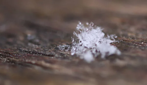 Flocos Neve Durante Queda Neve Superfície Vidro — Fotografia de Stock