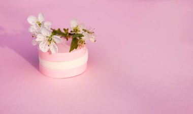 Pembe arka planda pastel renkli kozmetik süngerler.