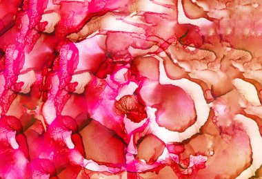 Elle boyanmış, renkli mürekkep dokusu. Akışkan boya yaratıcı bir tekniktir. Dekoratif kağıt şablonu. Sanatsal tasarım ögesi.