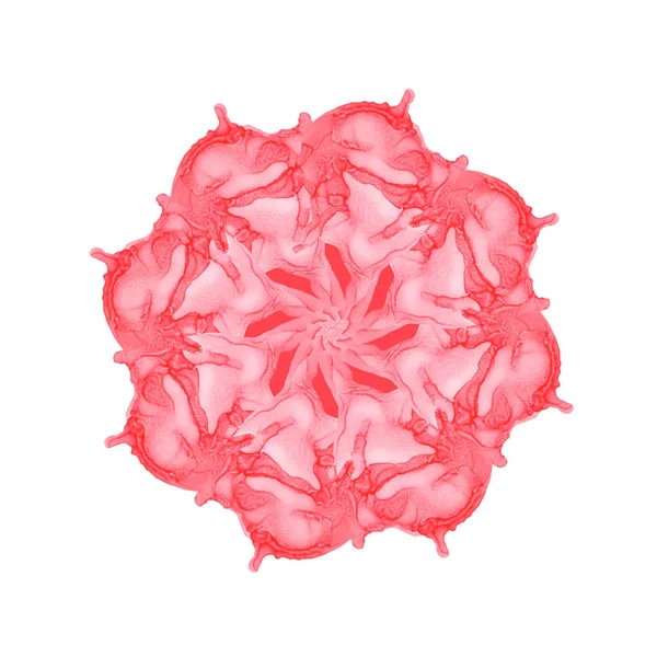 Alkol mürekkebi beyaz arka planda çiçek şeklinde boyanmış..