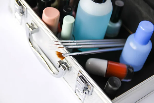 Make Geval Met Cosmetica Een Witte Achtergrond Nagellak Nagellak Verwijderaar — Stockfoto