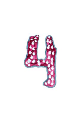 Dört numaralı renkli, beyaz arka planda alkol mürekkebiyle boyanmış.